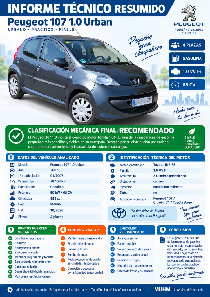 Informe Técnico Resumido Peugeot 107 Toyota 1KR-FE